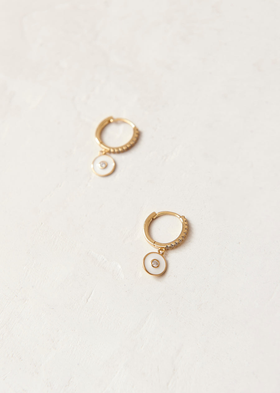 Globe Bright White 18K Gold Plated Sterling Silver Earring