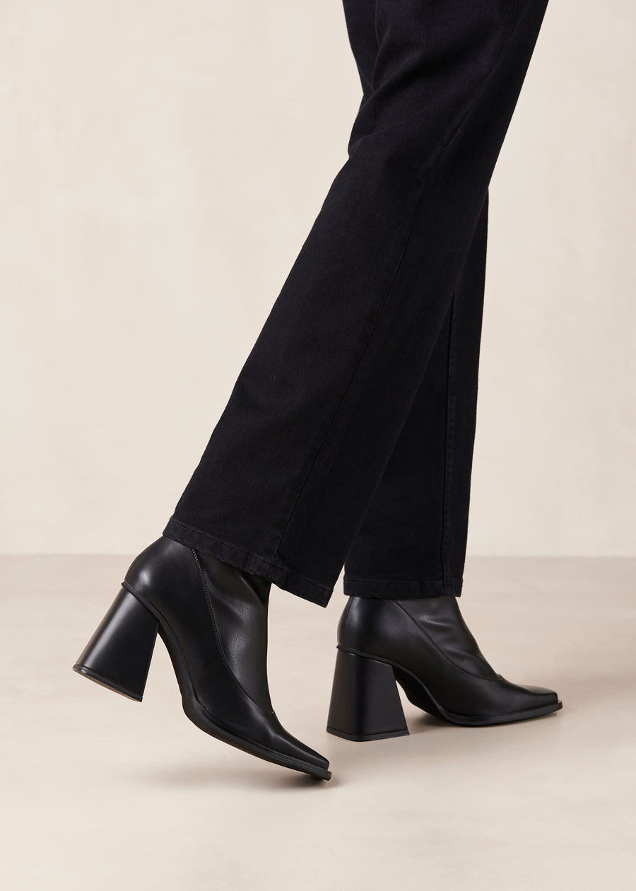 Clover Black Vegan Leather Ankle Boots