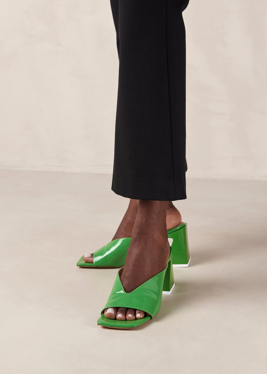 Tasha Green Leather Sandals