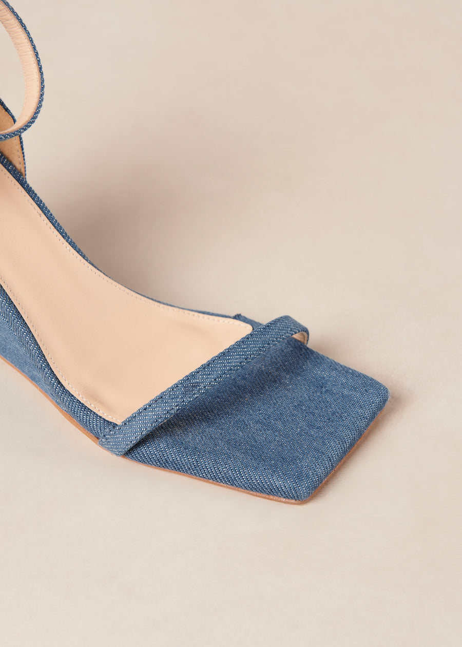 Women Two Tone Ankle Strap Espadrille Court Wedges, Vacation Denim