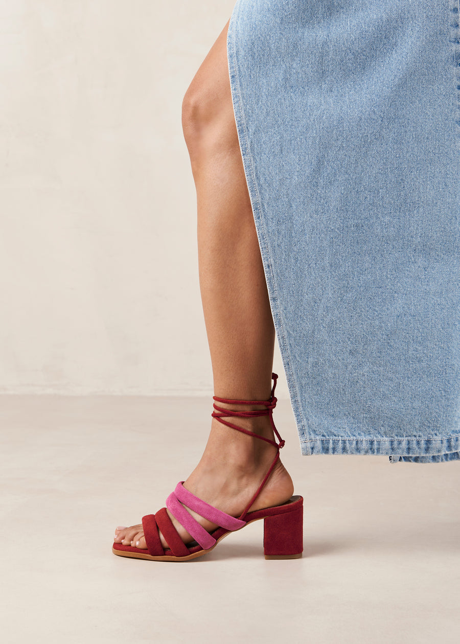 Letizia Shades Of Red Magenta Leather Sandals