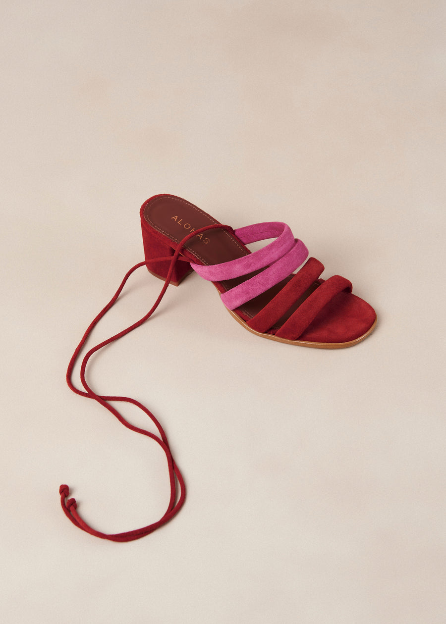 Letizia Shades Of Red Magenta Leather Sandals