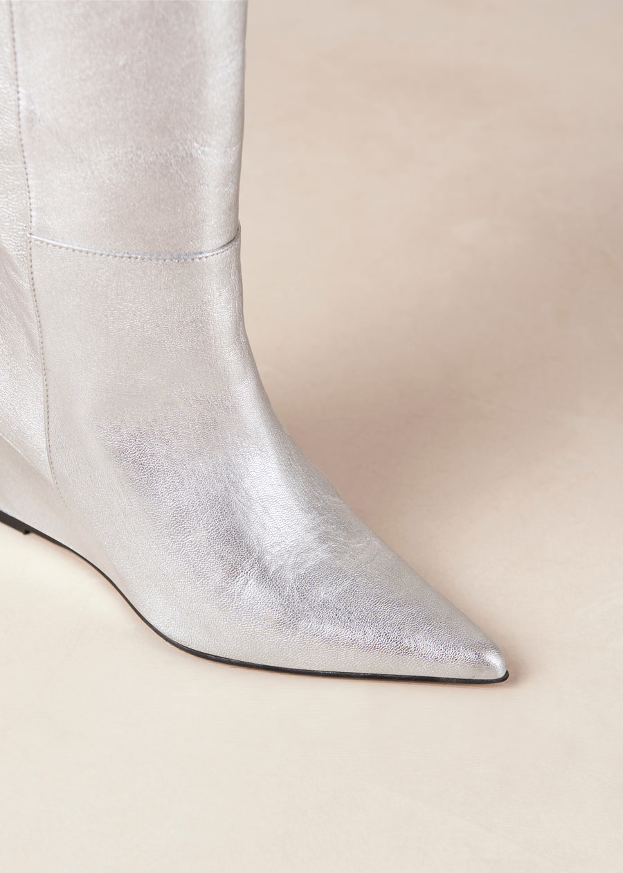Gale Shimmer Silver Leather Boots