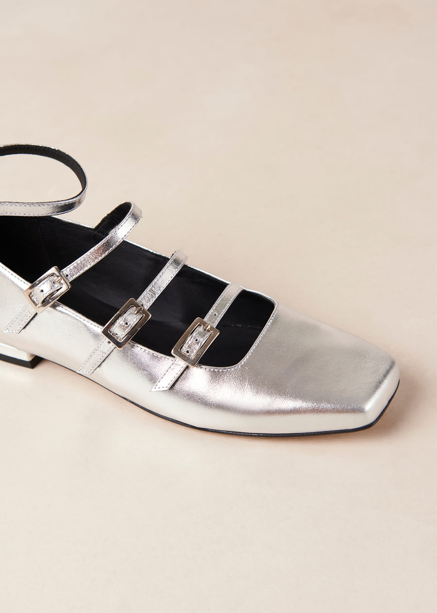 Luke - Silver Leather Mary-Jane Shoes