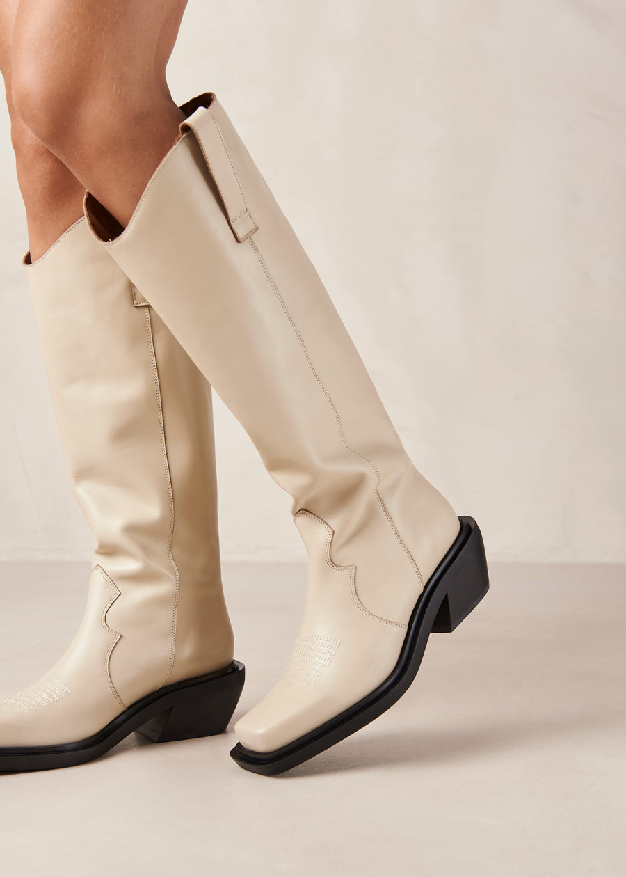 Cattle Cream Leather Boots