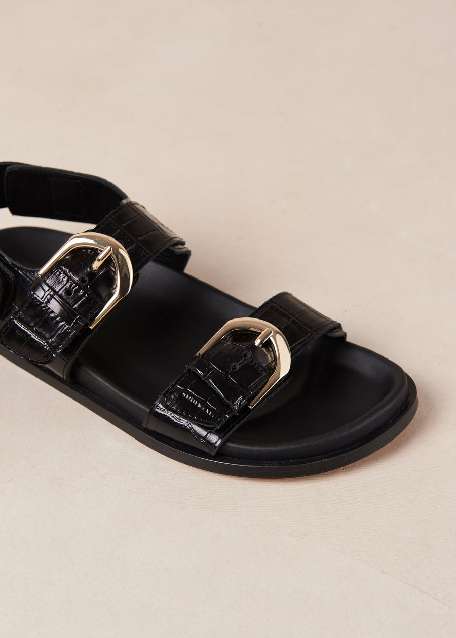 Leone Alli Black Leather Sandals