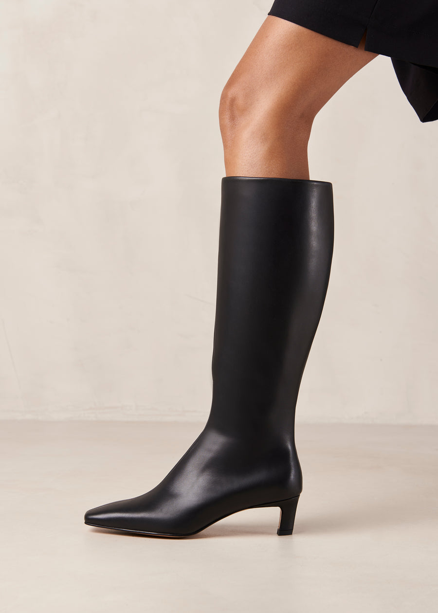 Rory Black Leather Boots