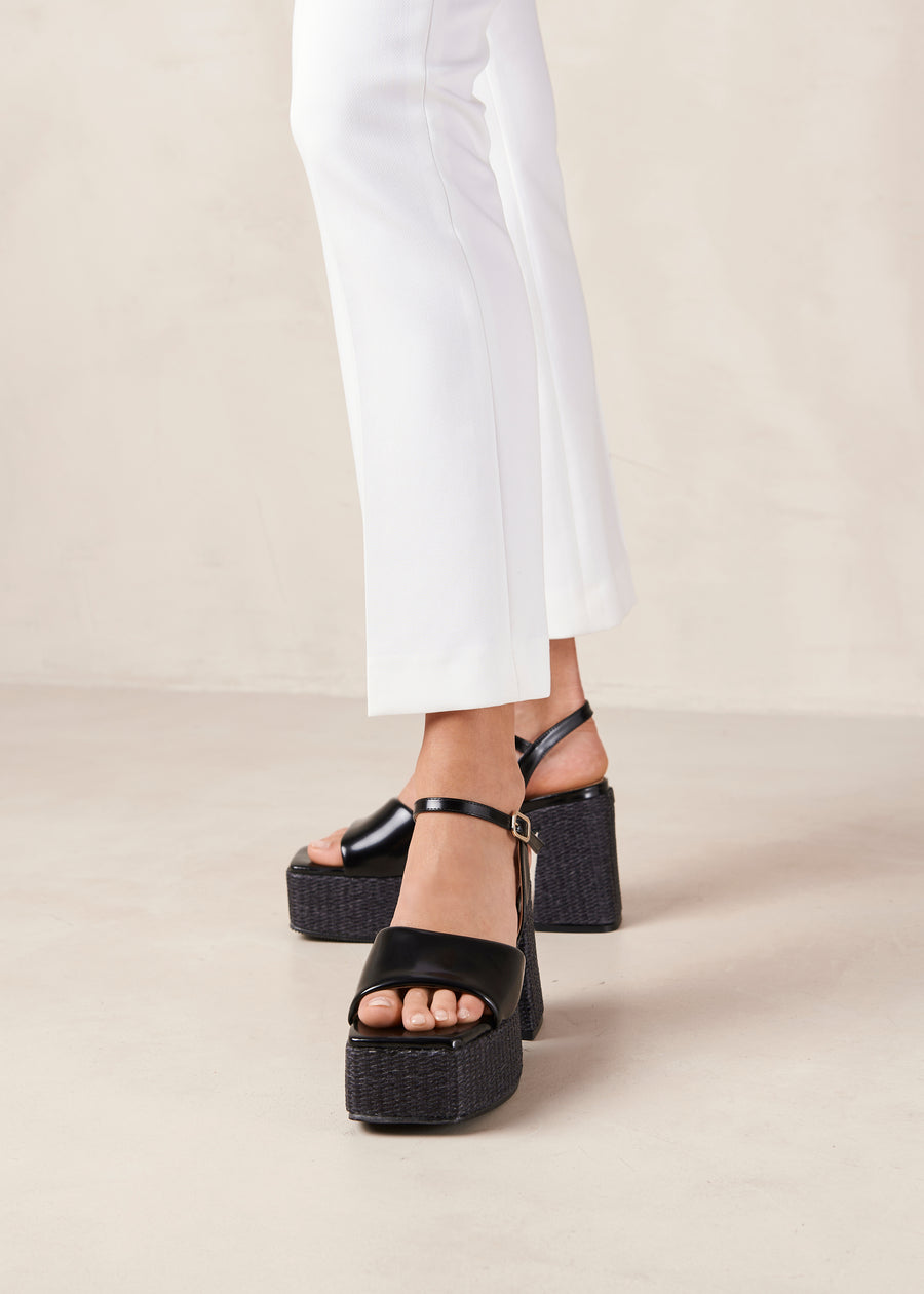 Jazzy Lucid Black Vegan Leather Sandals