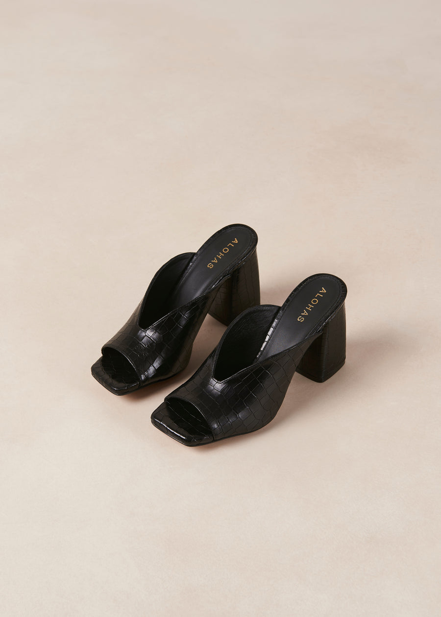 Frenchie Alli Black Leather Sandals