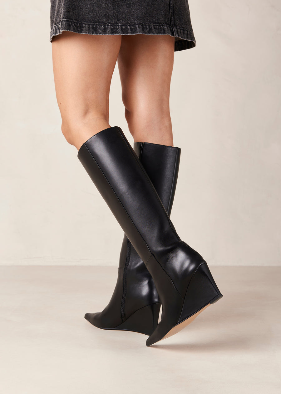 Gale Black Leather Boots
