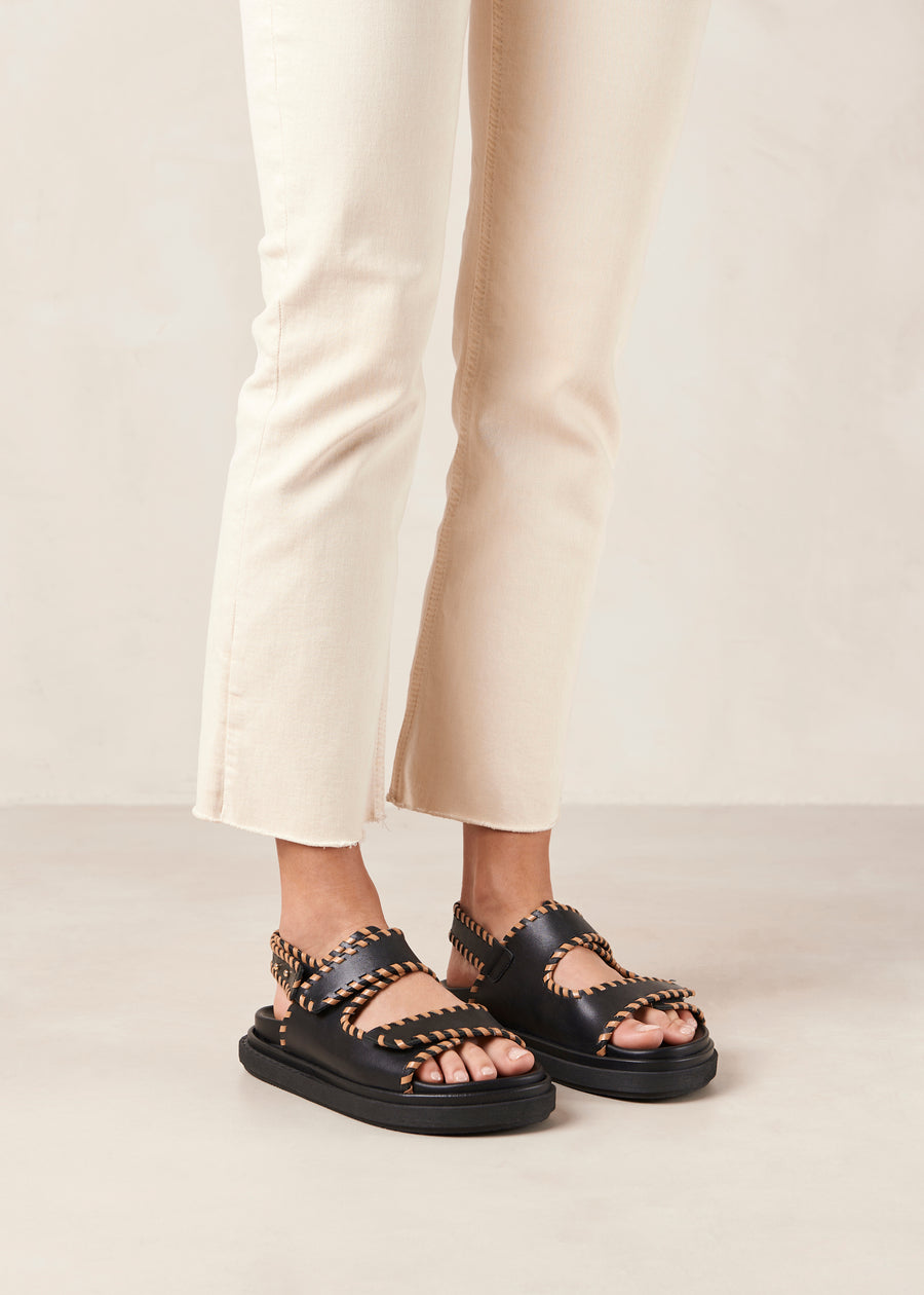 Barrel - Black and Brown Leather Sandals | ALOHAS