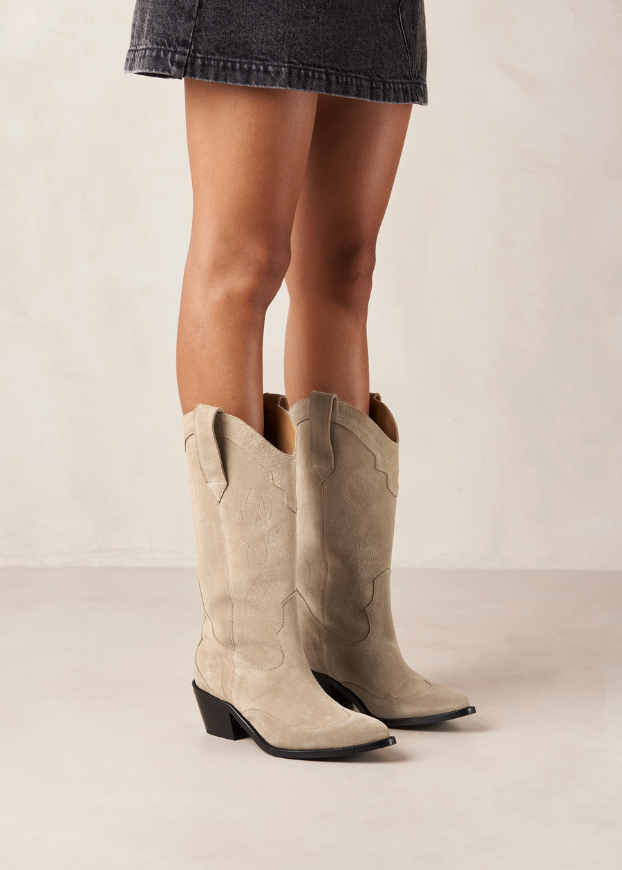 Liberty Suede Beige Leather Boots