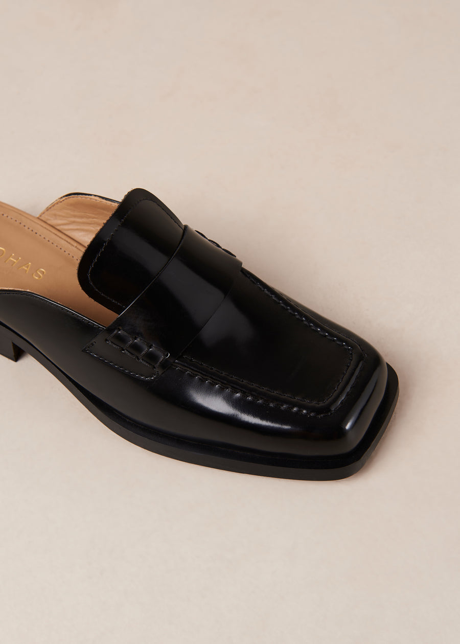 Alfred Black Leather Mules