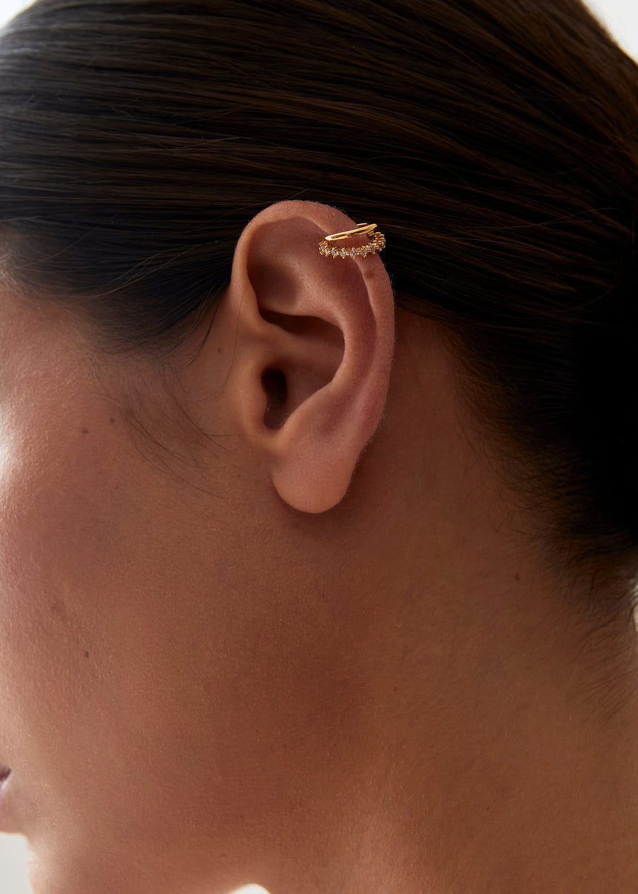 Starla White 18k Gold Plated Sterling Silver Earcuff