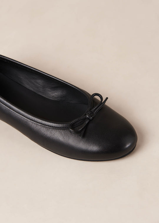 Oriana Black Leather Ballet Flats