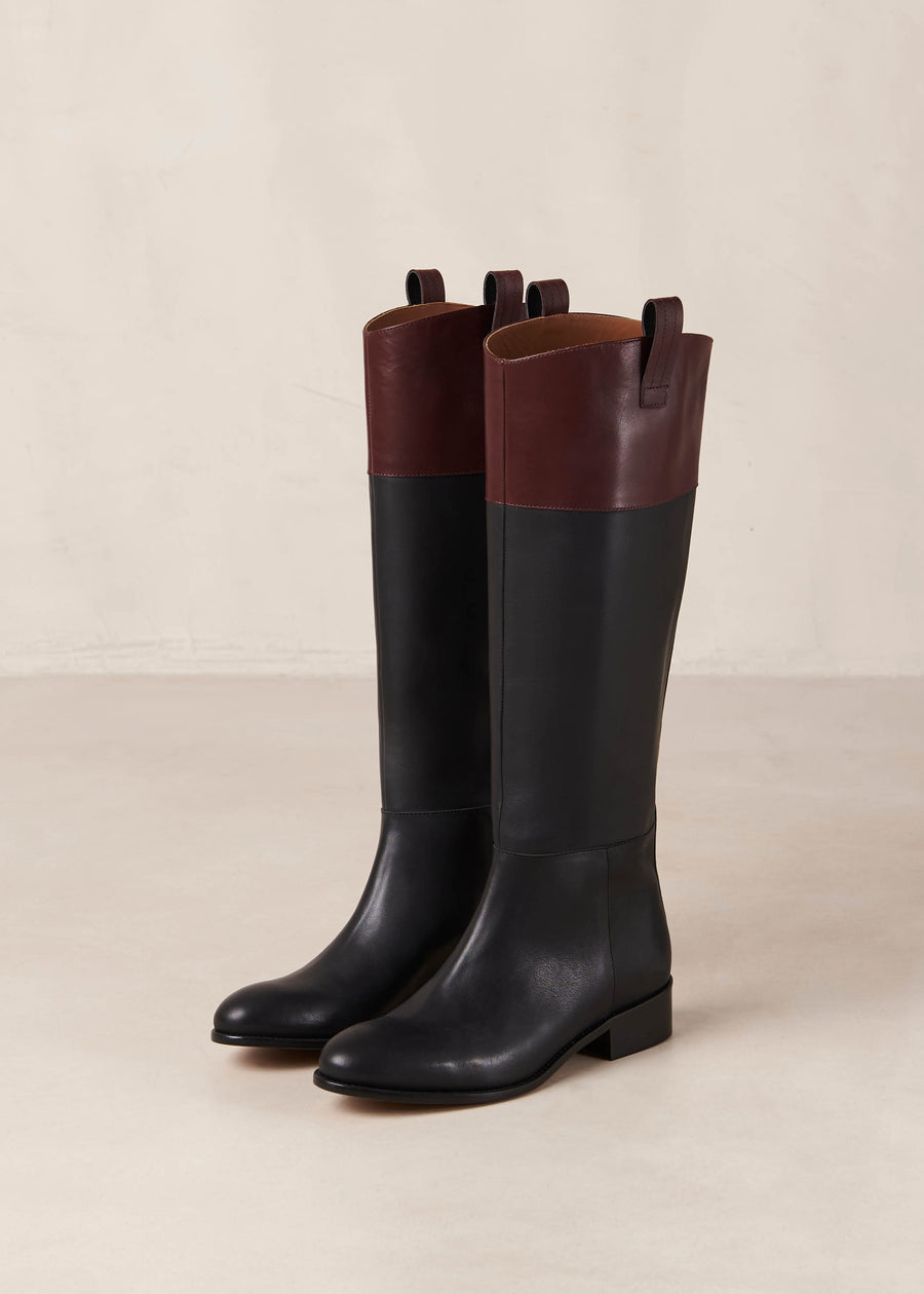 Billie Bicolor Black Burgundy Leather Boots