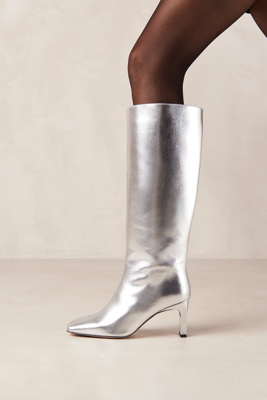 Isobel Shimmer Silver Leather Boots