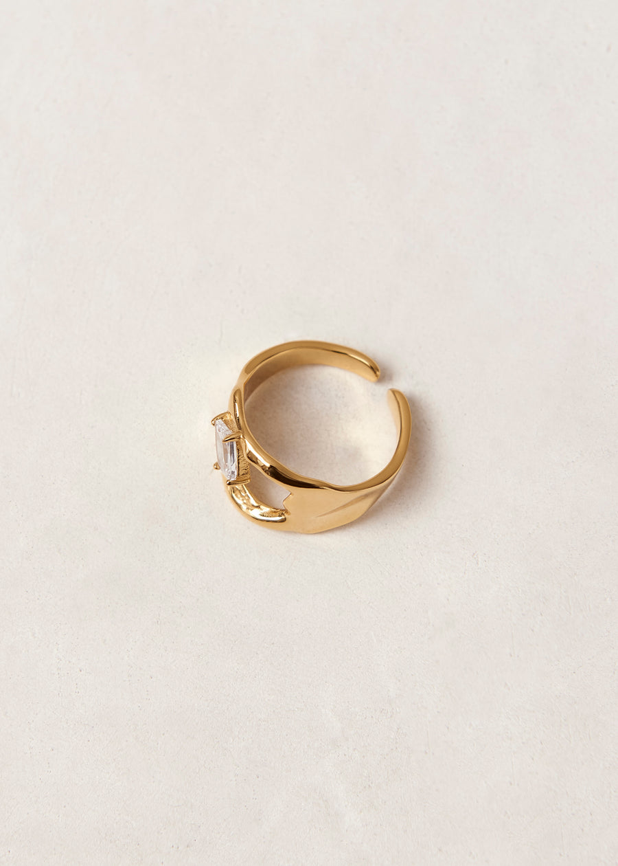 Cortex Bright White 18K Gold Plated Sterling Silver Ring