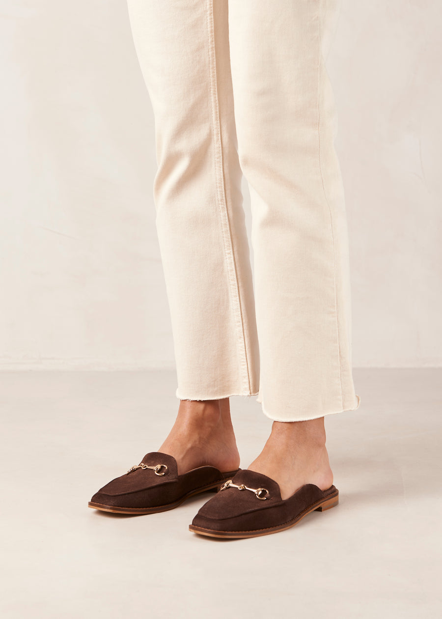 Kais Suede Caoba Leather Mules