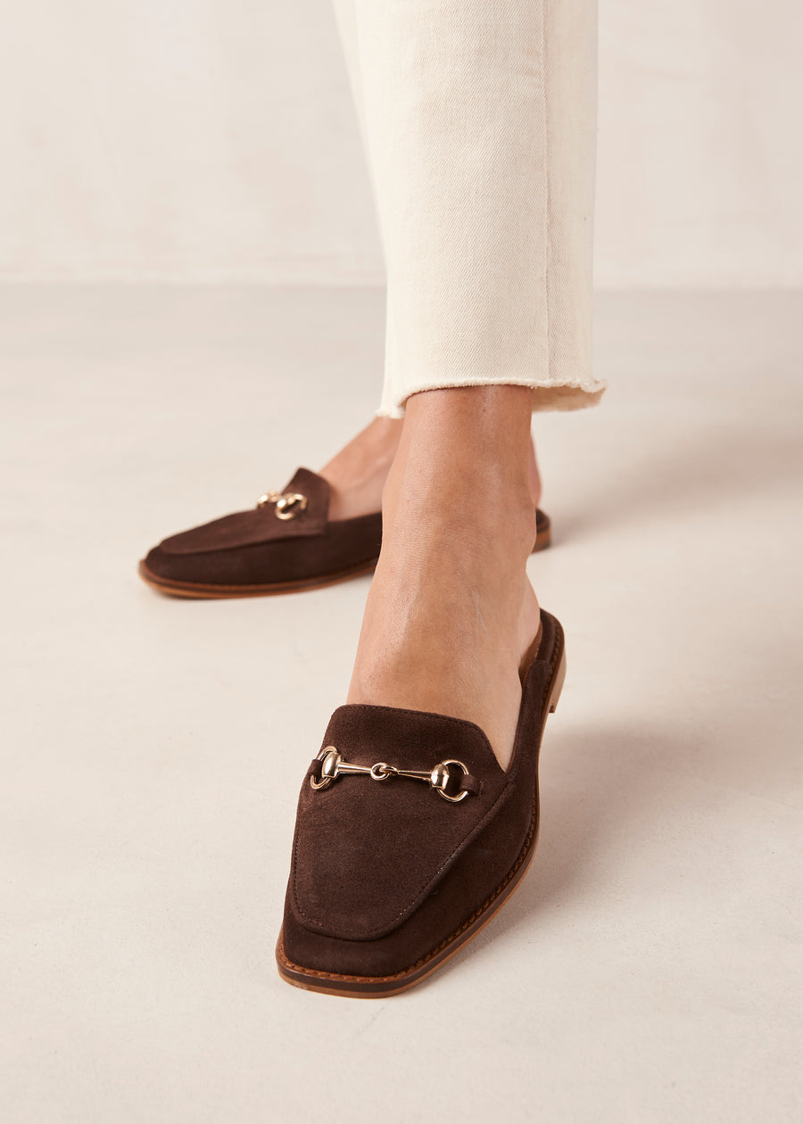Kais Suede Caoba Leather Mules