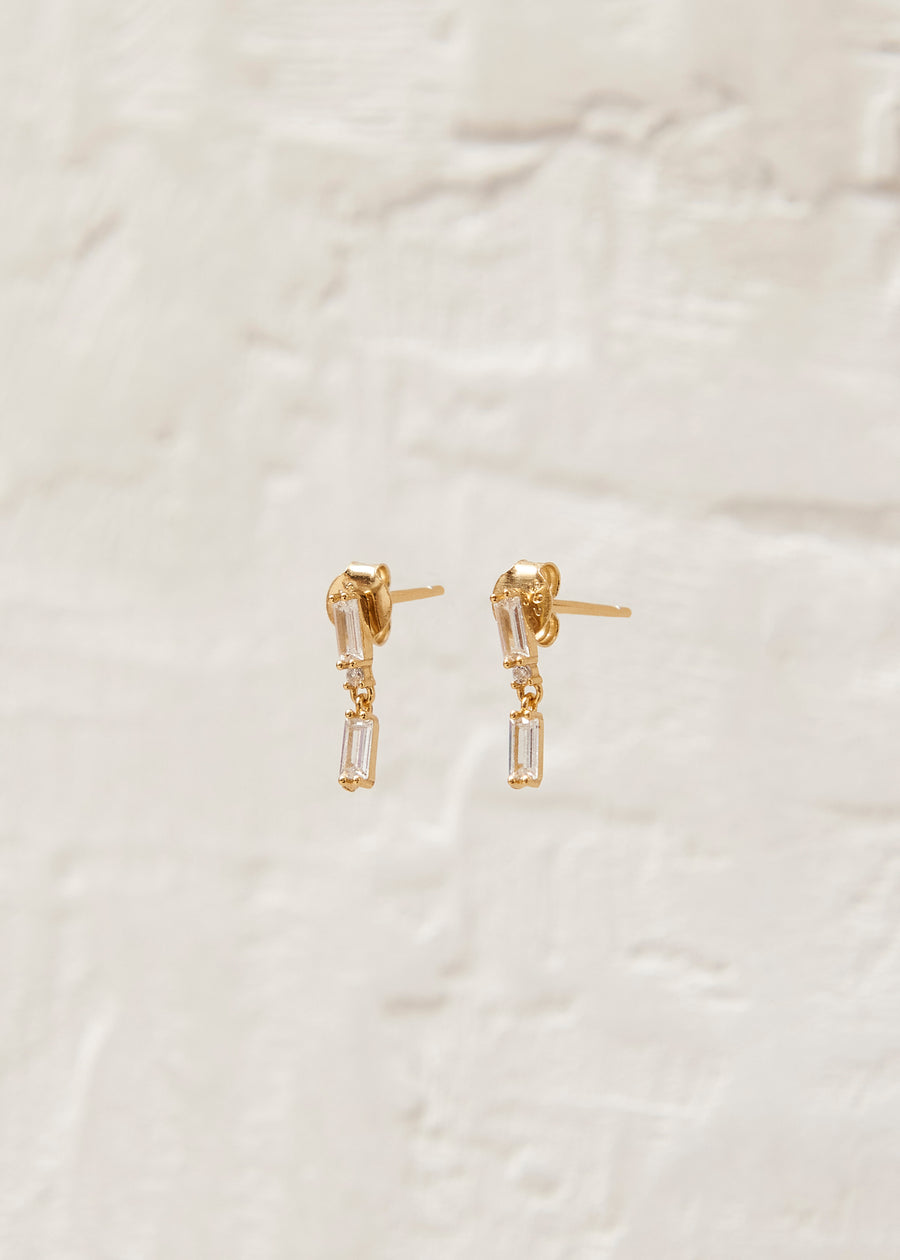 Link Bright White 18K Gold Plated Sterling Silver Earrings