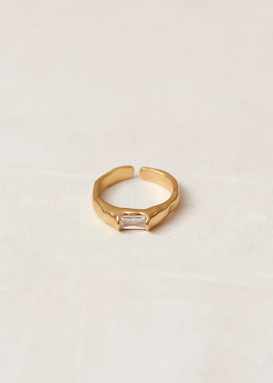 Beaumont Bright White 18K Gold Plated Sterling Silver Ring