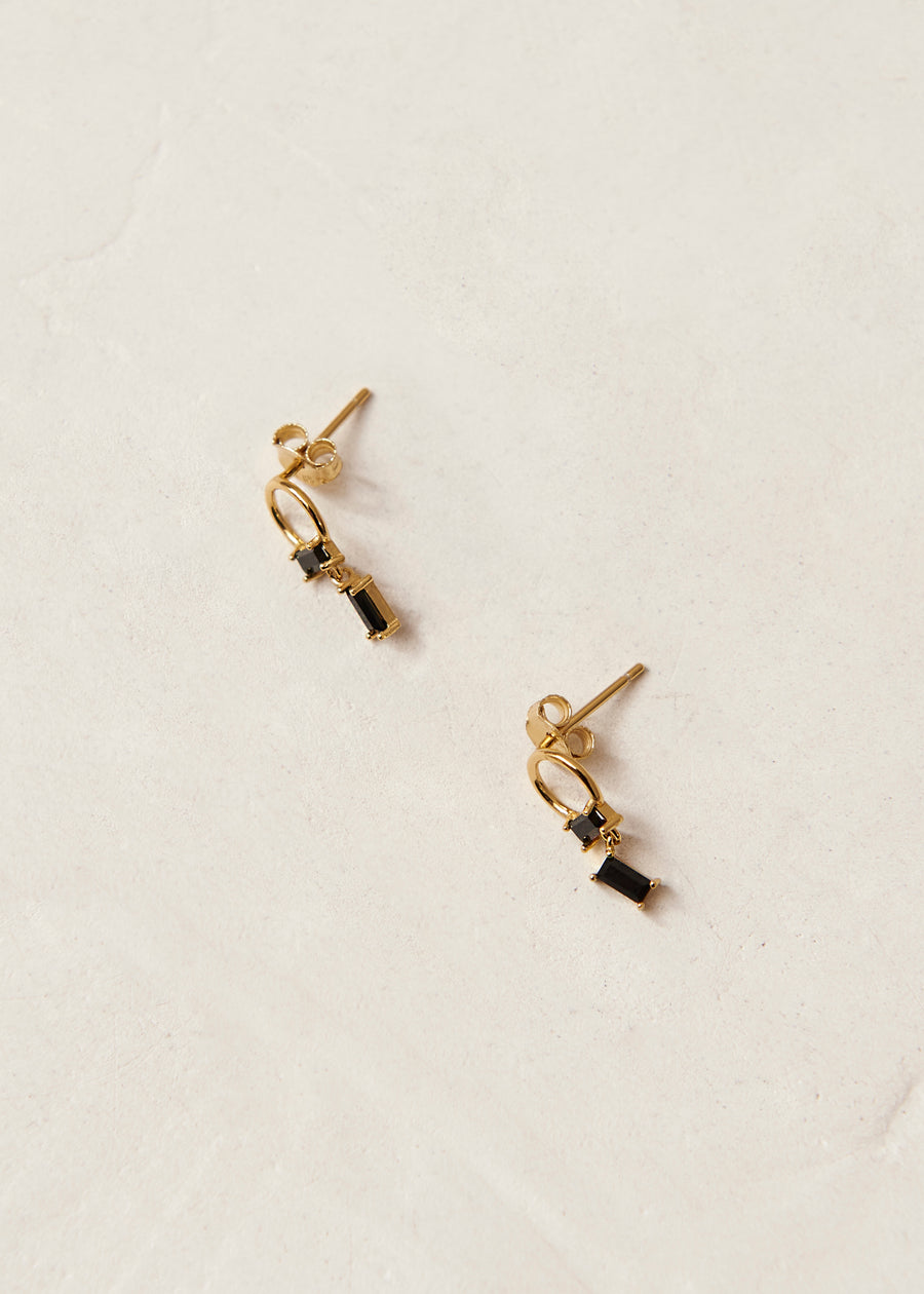 Fountain Black 18K Gold Plated Sterling Silver Earrings