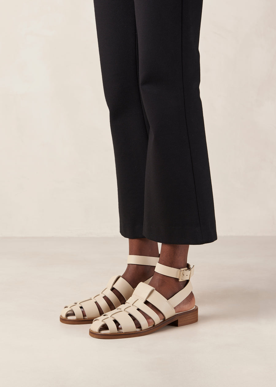 Perry Cream Leather Sandals