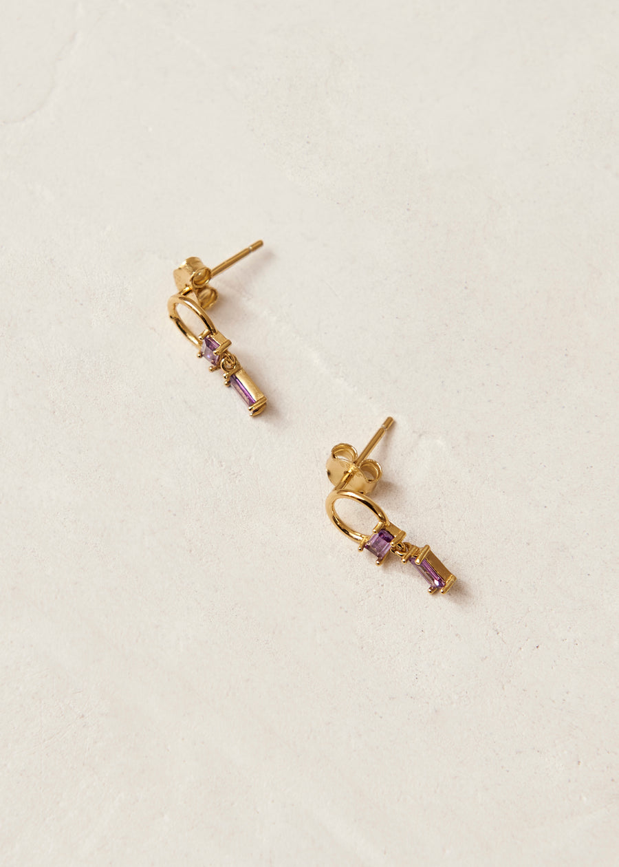 Fountain Smokey Mauve 18K Gold Plated Sterling Silver Earrings