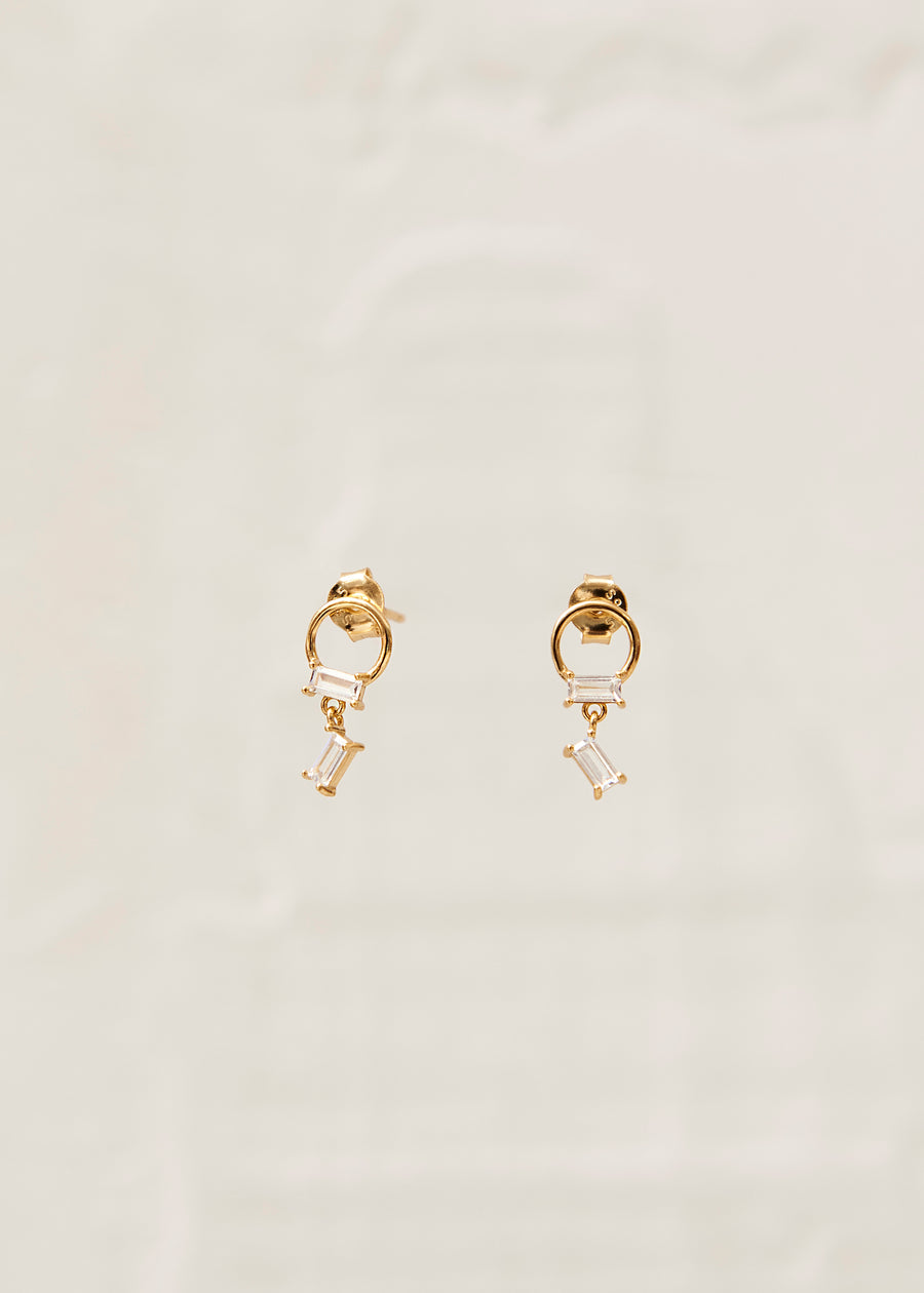 Fountain Bright White 18K Gold Plated Sterling Silver Earrings