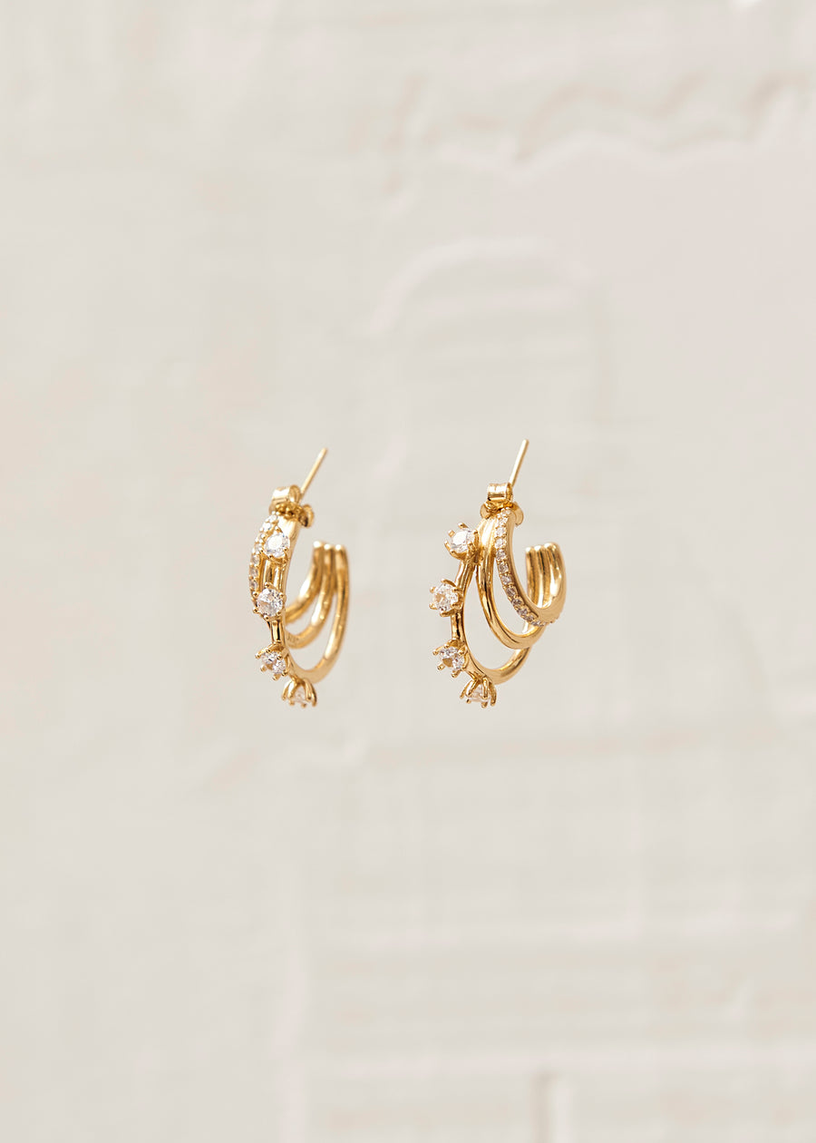 Kingdom Bright White 18K Gold Plated Sterling Silver Earrings