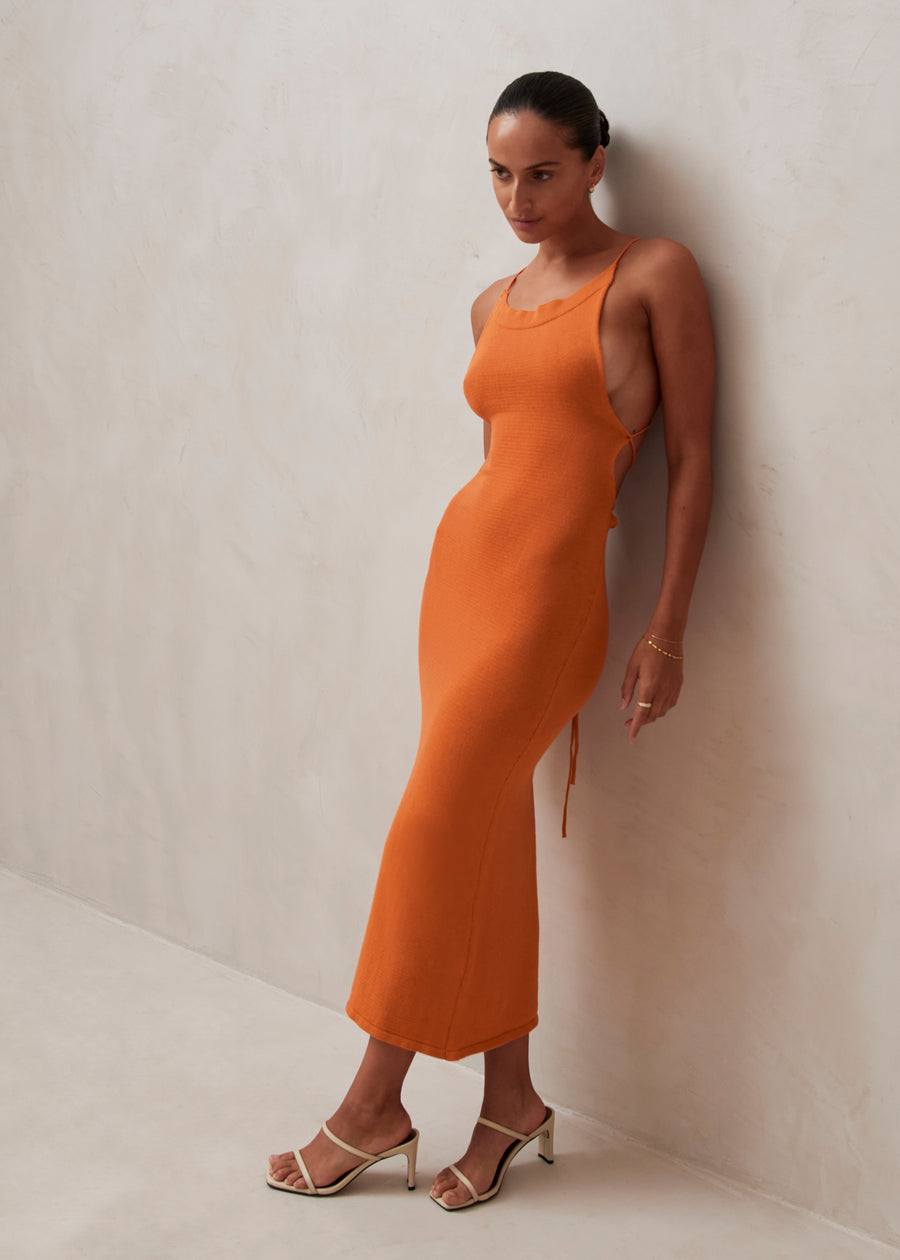 Delicate Strap Knit Dress Clementine Orange