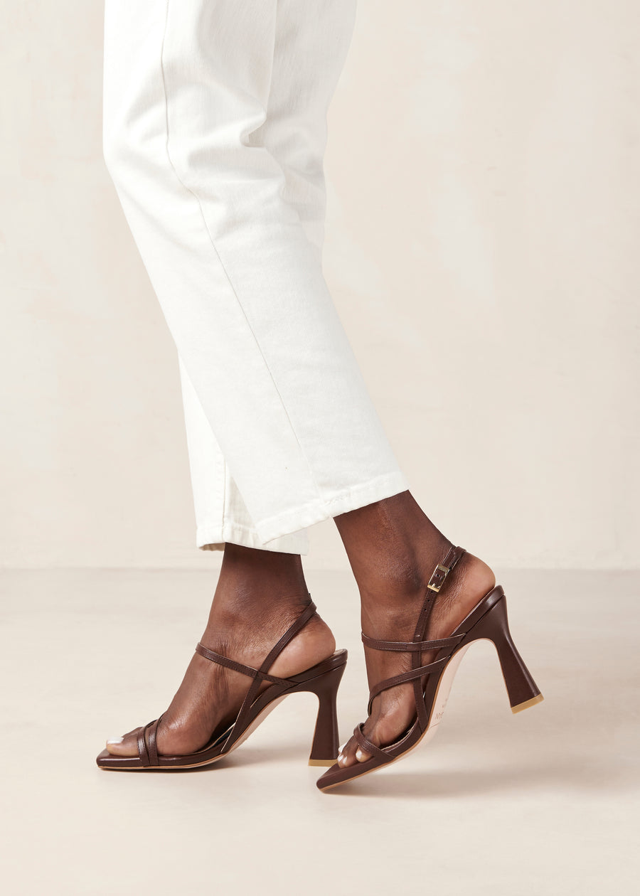 Kassia Umber Brown Vegan Leather Sandals