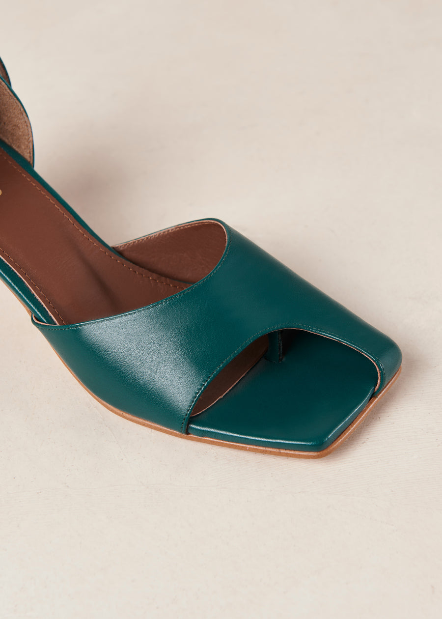 Cliff Jade Green Leather Sandals