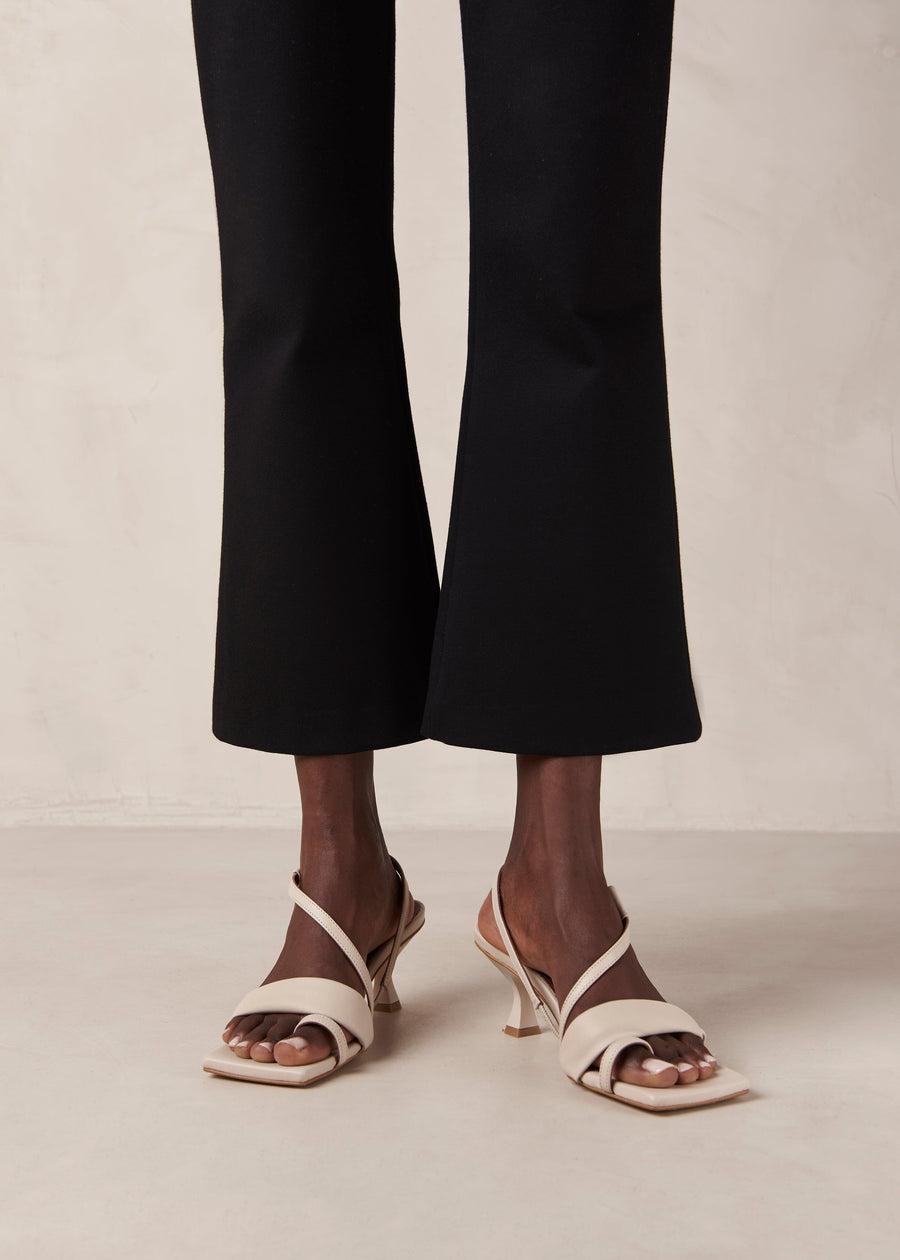 Asymmetric Straps Cream Leather Sandals Sandals ALOHAS