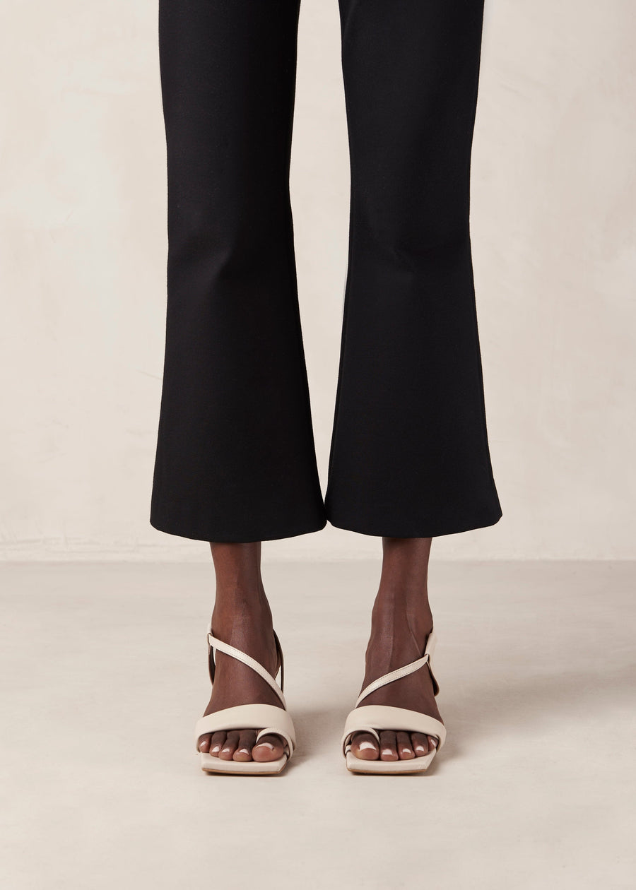 Asymmetric Straps Cream Leather Sandals Sandals ALOHAS