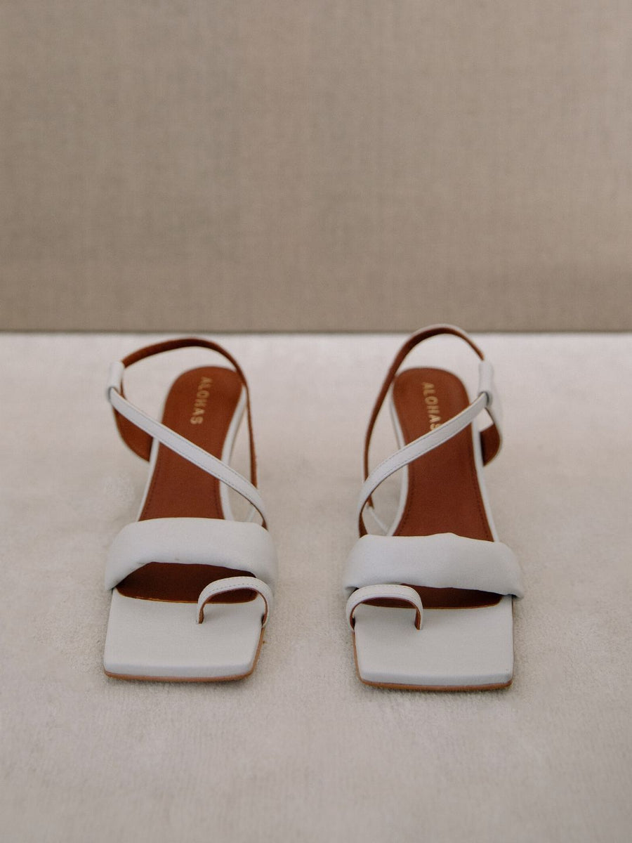 Asymmetric Straps White Mules ALOHAS