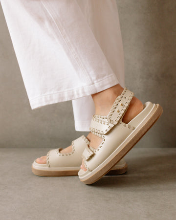 Barrel - White and Beige Leather Sandals