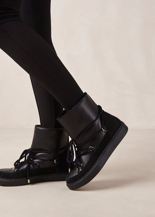 Borealis Black Leather Ankle Boots