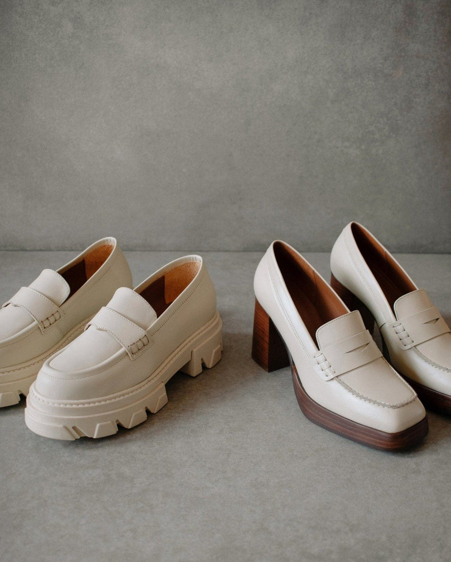 Busy Cream Leather Loafers Loafers ALOHAS