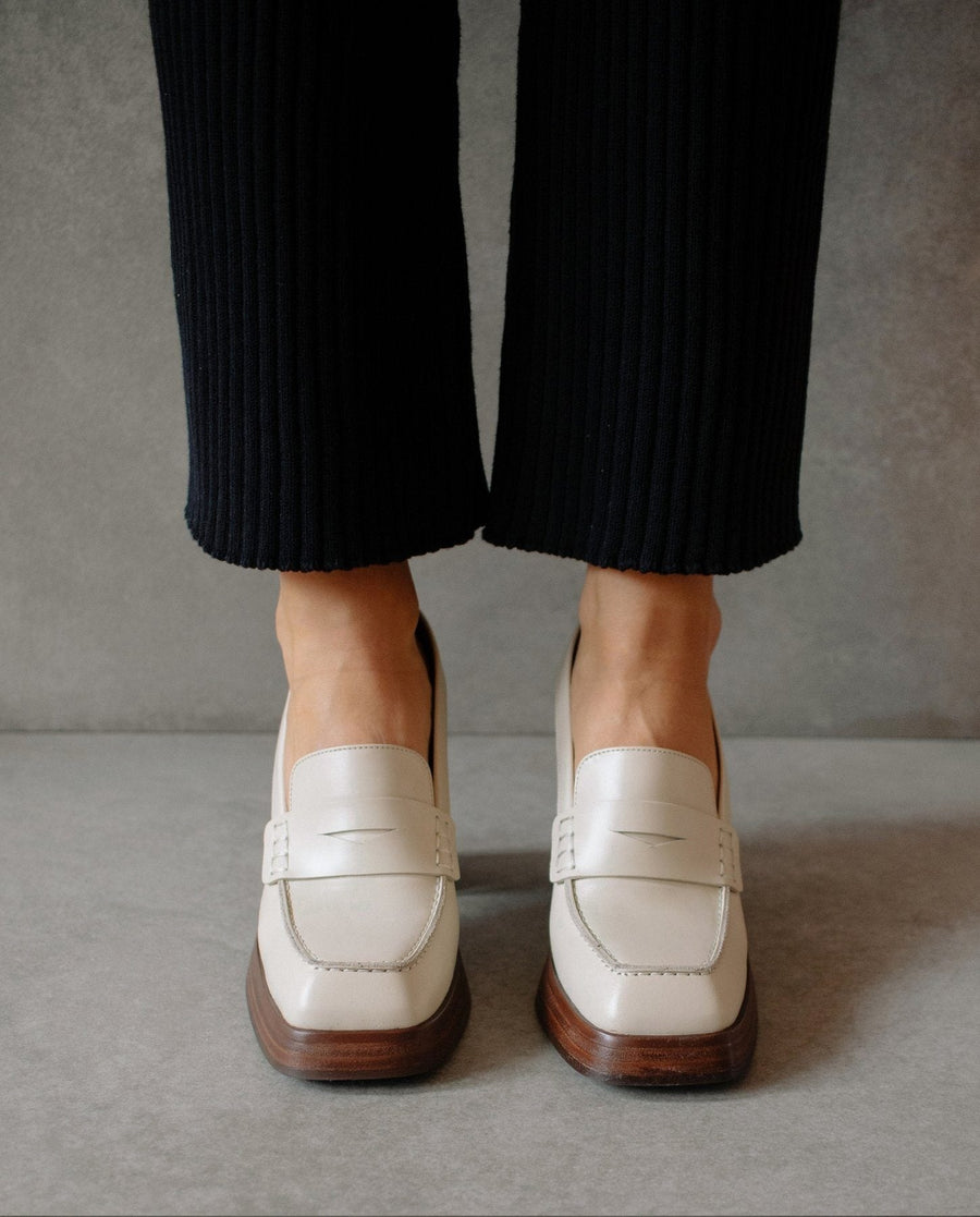 Busy Cream Leather Loafers Loafers ALOHAS