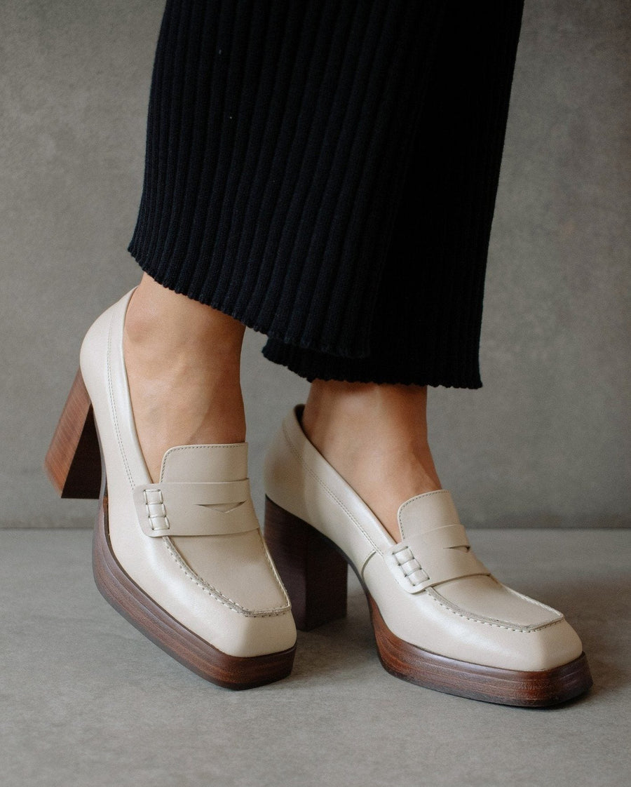 Busy Cream Leather Loafers Loafers ALOHAS
