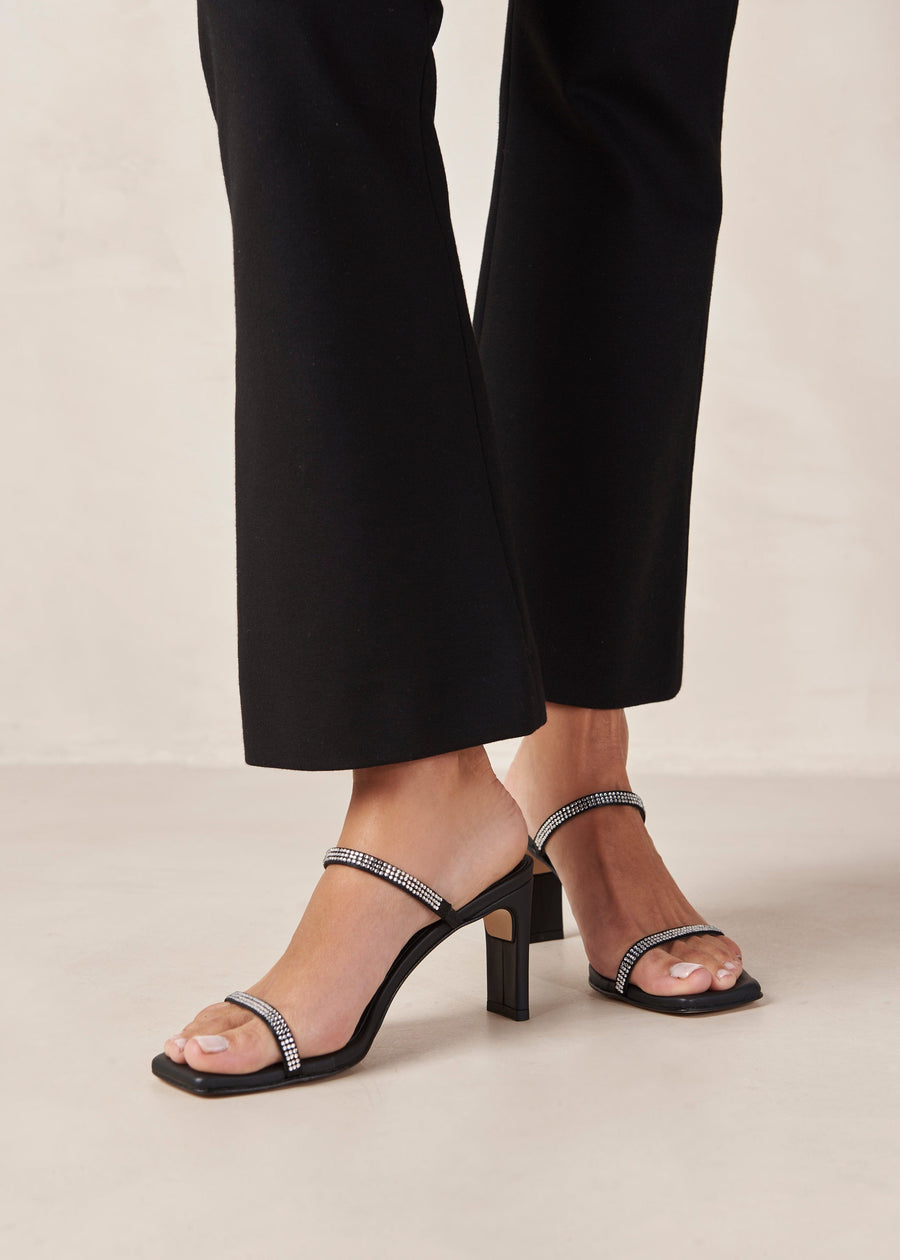 Cannes Glow Black Leather Sandals Sandals ALOHAS