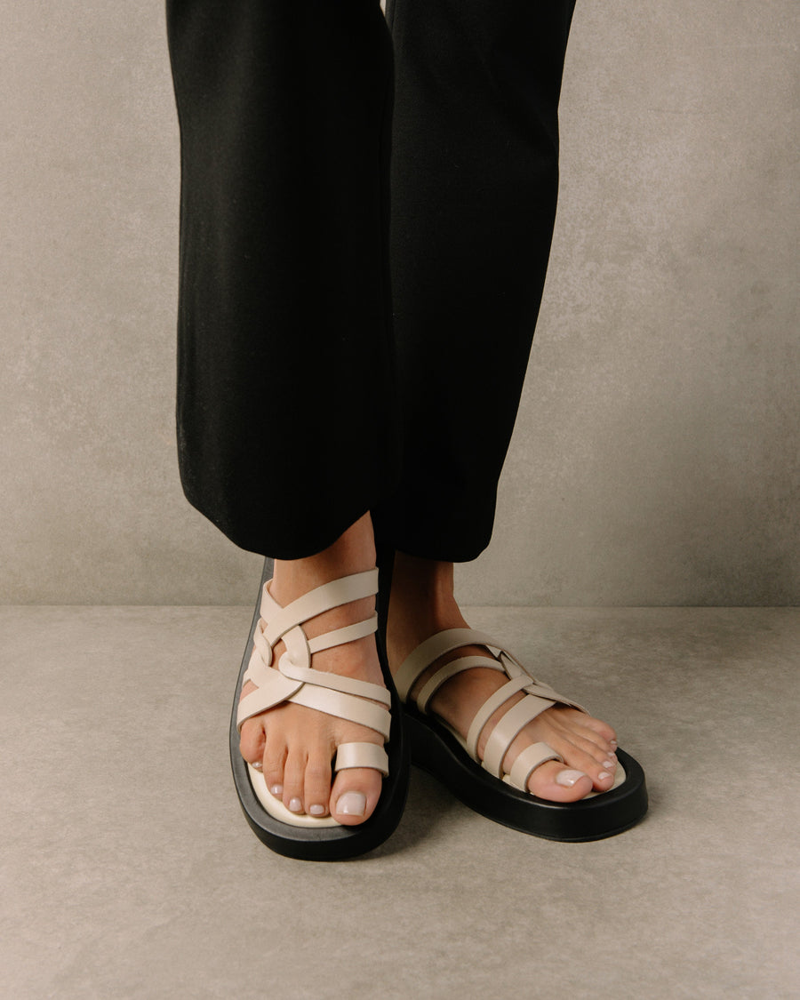 Cool Cream Leather Sandals Sandals ALOHAS