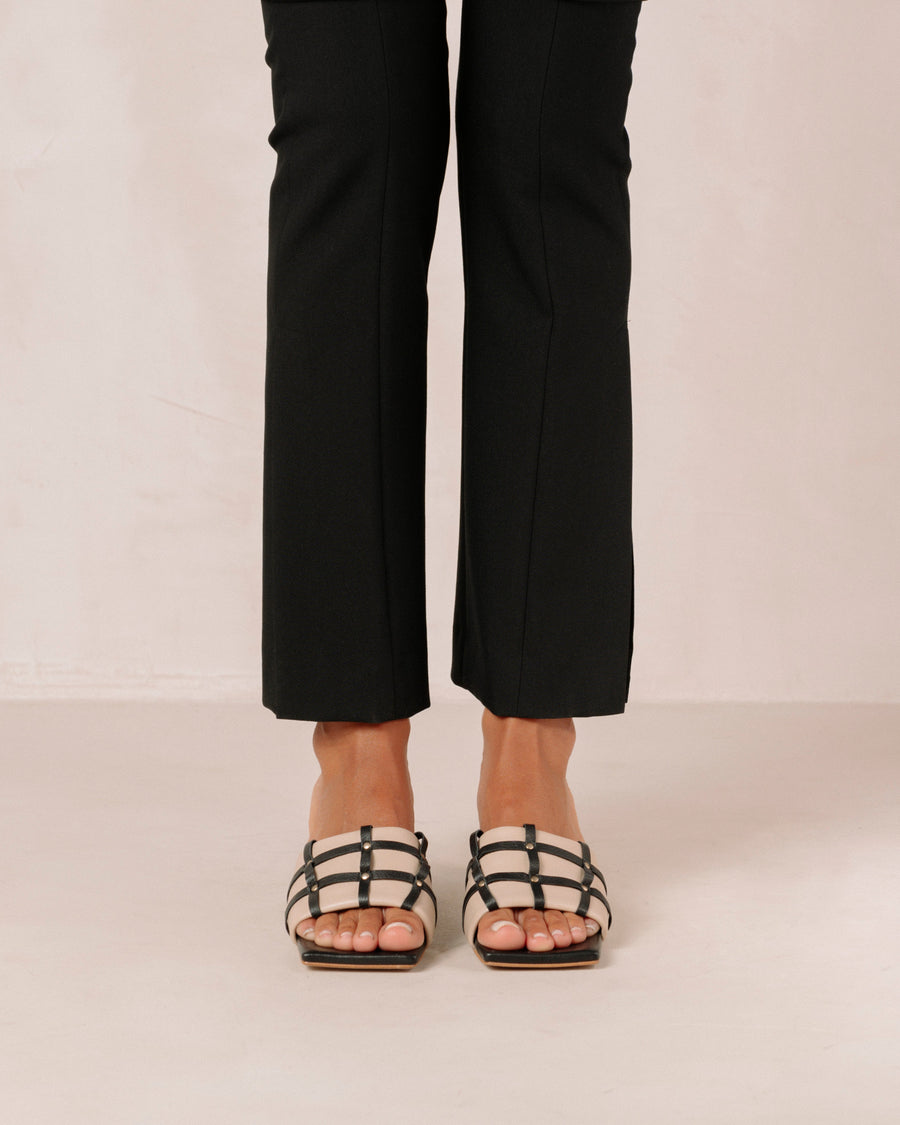 Diorite Stone Beige Black Sandals ALOHAS