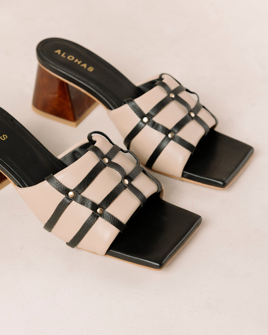 Diorite Stone Beige Black Sandals ALOHAS