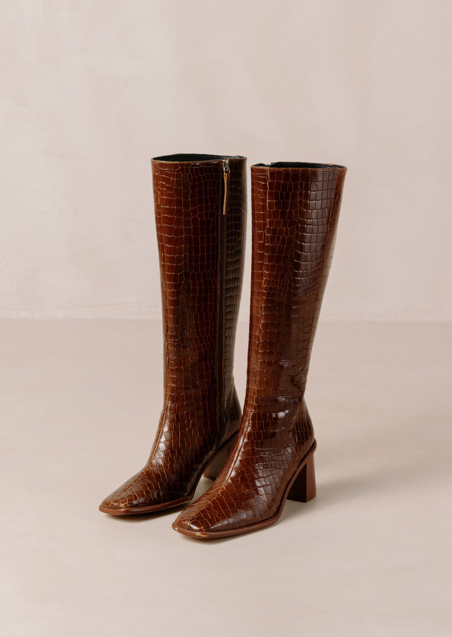 East Alli Brown Leather Boots Boots ALOHAS