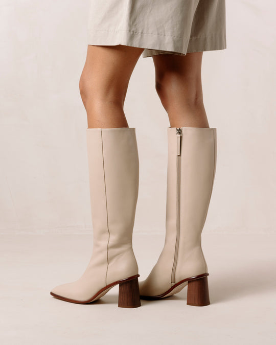 East Stone Beige Leather Boots