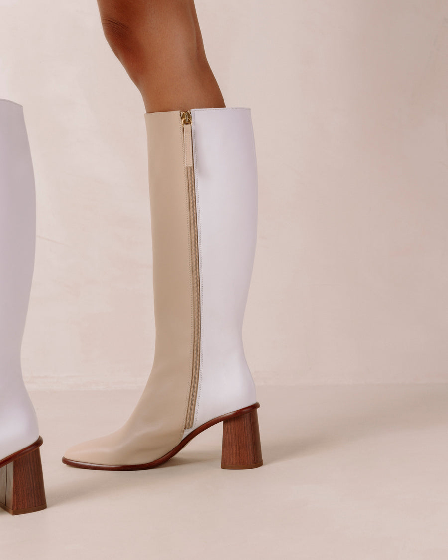 East Stone Beige Bright White Boots ALOHAS