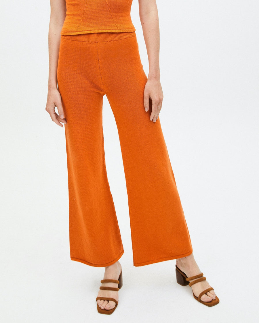 Easy Wide Knit Pants Clementine Orange Pants ALOHAS